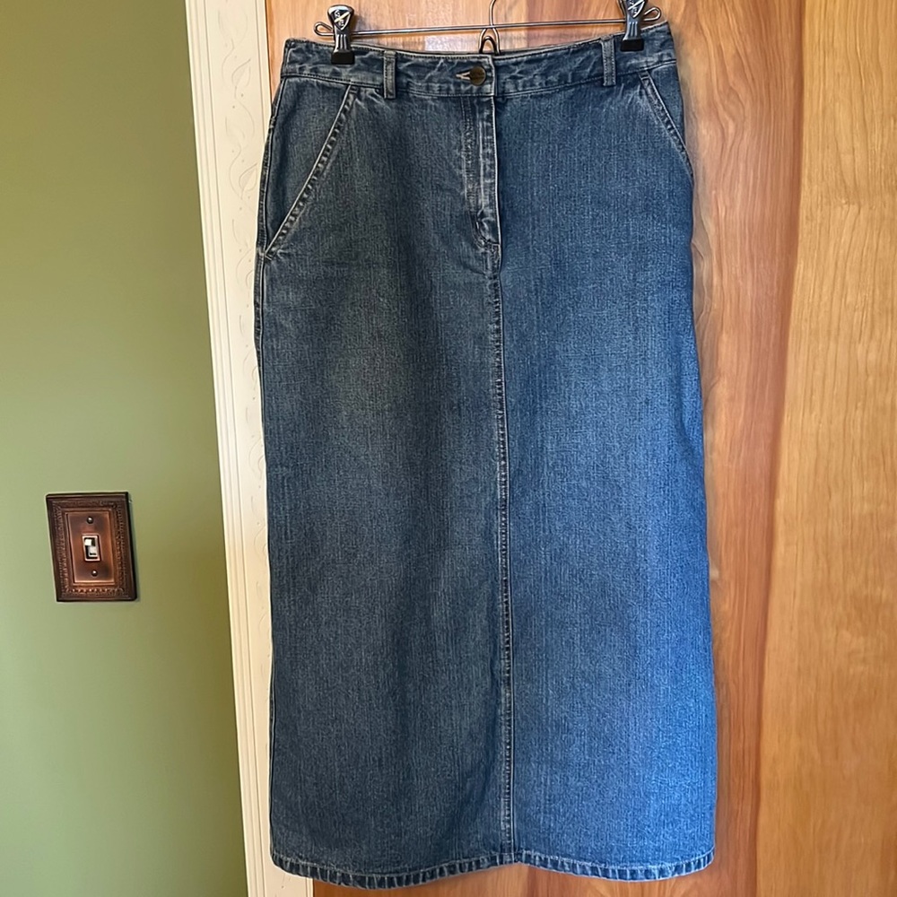 L.L. Bean long denim skirt